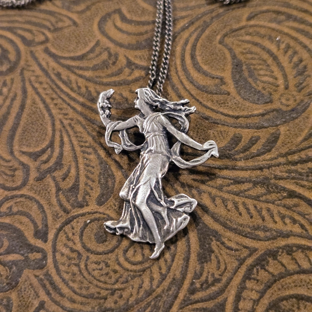 Sterling Silver Lightkeeper Lady Pendant Necklace - Picture 2 of 4